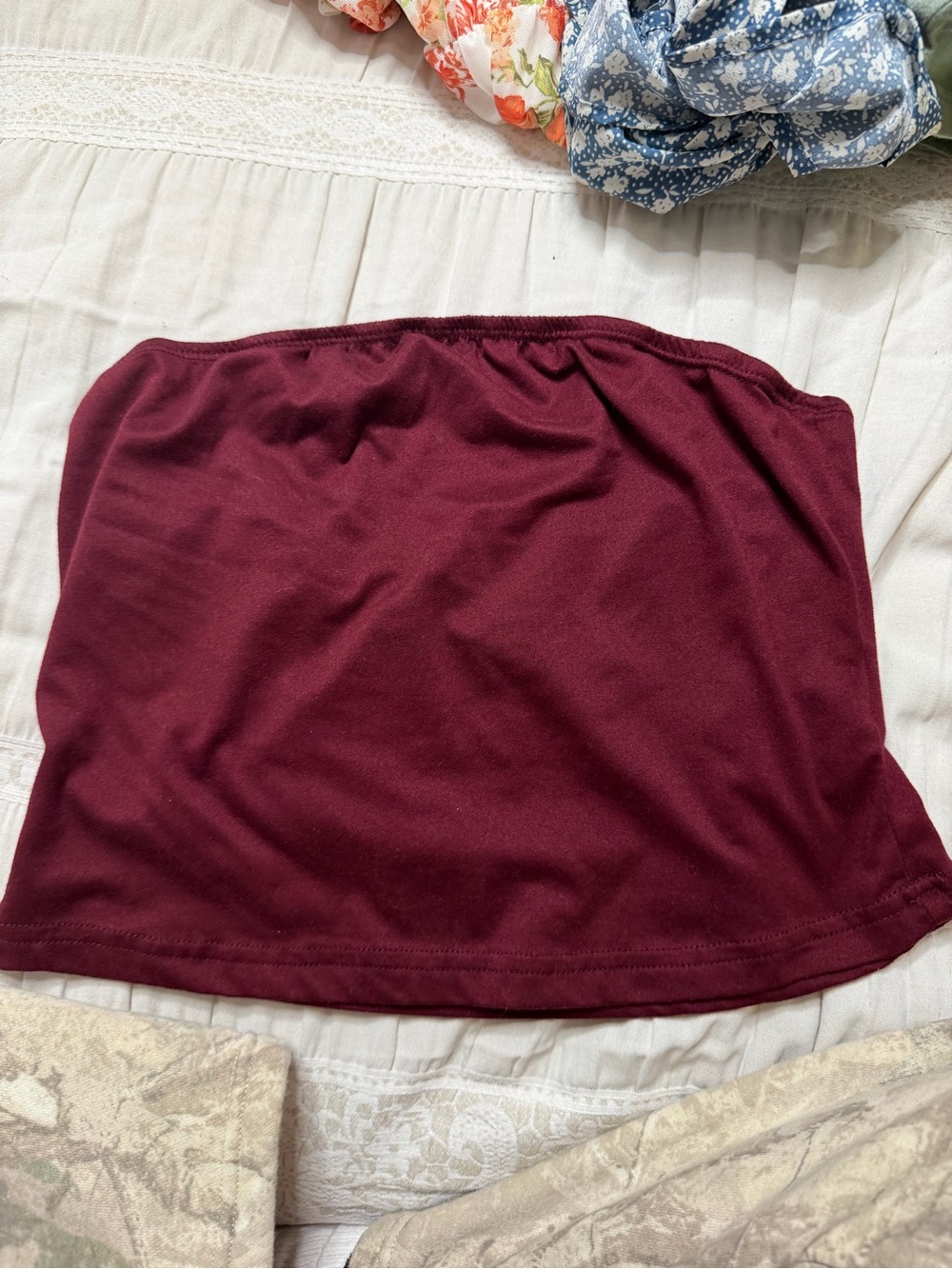 SHEIN Burgundy Strapless Tube Mini Skirt
